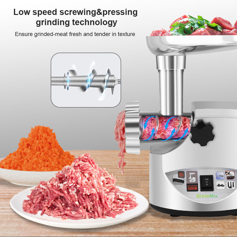 BioloMix Heavy Duty 3000W Max Powerful Electric Meat Grinder Home