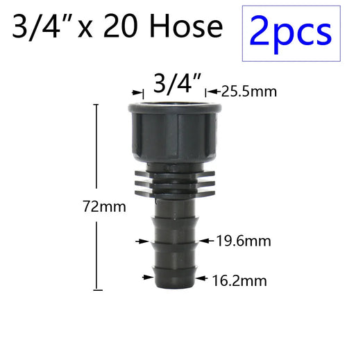 2pcs 1/2" 3/4" 1" Thread To Barb 16mm 20mm 25mm 32mm PE Hose Connector