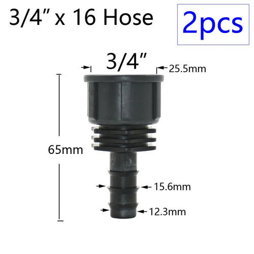 2pcs 1/2" 3/4" 1" Thread To Barb 16mm 20mm 25mm 32mm PE Hose Connector