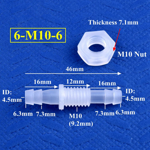 5~200Pcs Hex Nut M6~M10 To 3~8mm PP Pagoda Direct Connectors Aquarium