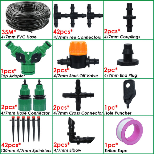 10-50M Garden Automatic Drip Watering Irrigation Kit System 4/7mm Hose