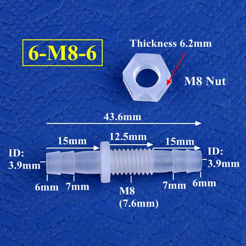 5~200Pcs Hex Nut M6~M10 To 3~8mm PP Pagoda Direct Connectors Aquarium