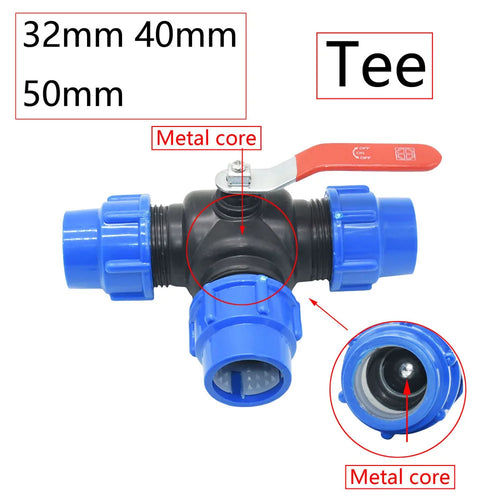 20/25/32/40/50/63mm PVC PE Tube Tap Water Splitter Plastic Quick Valve