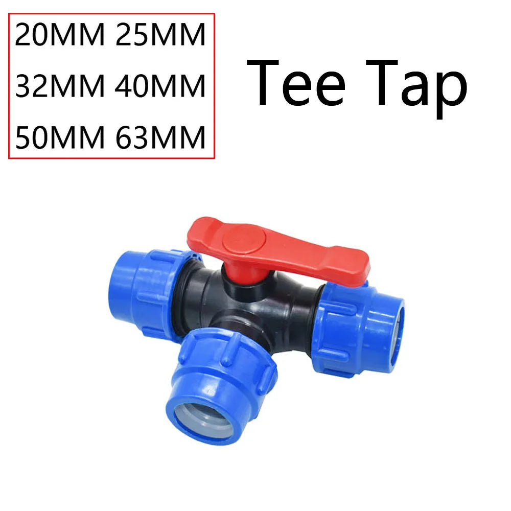 20/25/32/40/50/63mm PVC PE Tube Tap Water Splitter Plastic Quick Valve