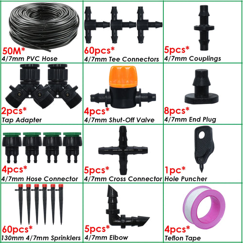 10-50M Garden Automatic Drip Watering Irrigation Kit System 4/7mm Hose