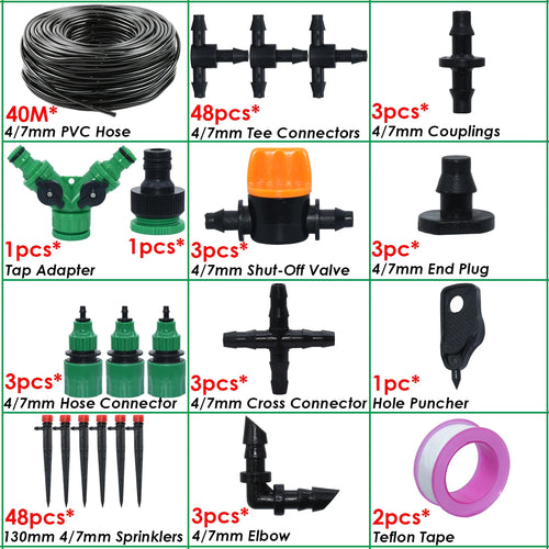 10-50M Garden Automatic Drip Watering Irrigation Kit System 4/7mm Hose