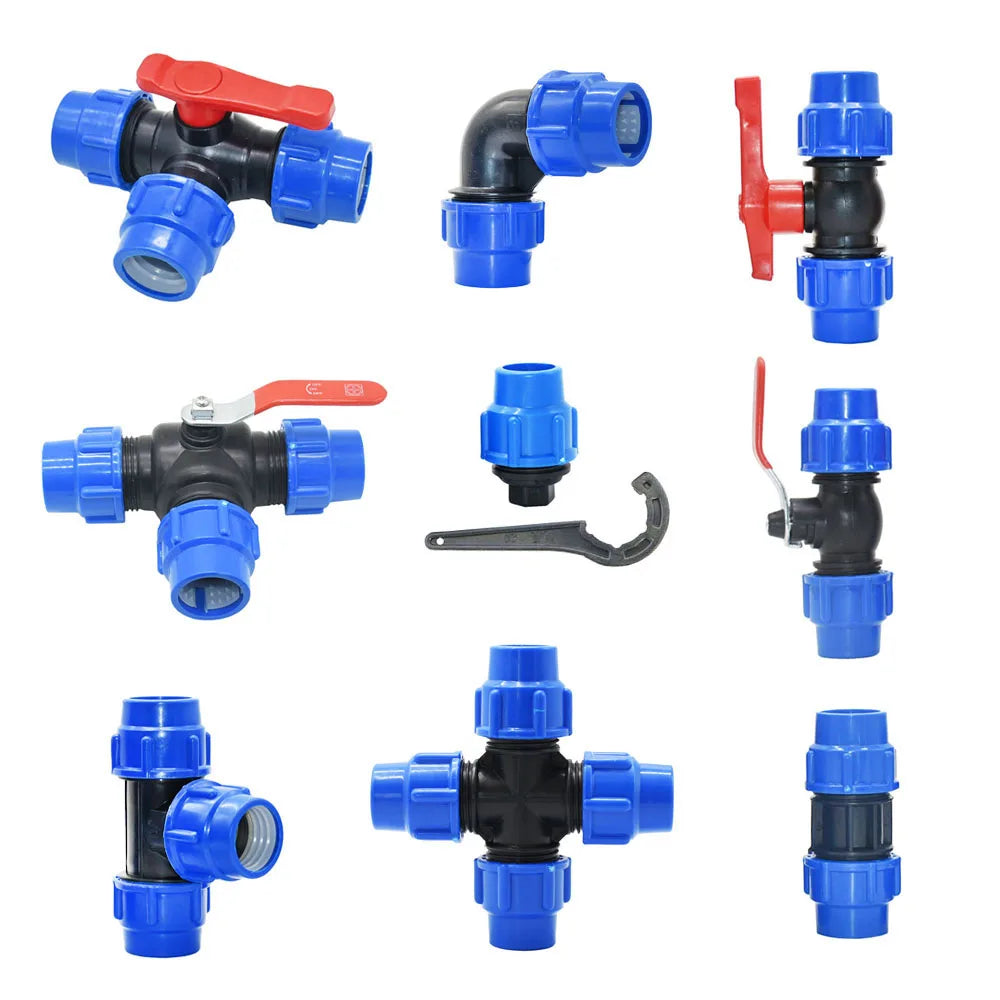 20/25/32/40/50/63mm PVC PE Tube Tap Water Splitter Plastic Quick Valve