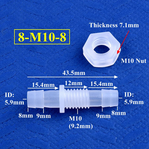 5~200Pcs Hex Nut M6~M10 To 3~8mm PP Pagoda Direct Connectors Aquarium