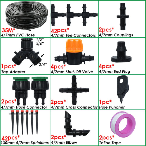 10-50M Garden Automatic Drip Watering Irrigation Kit System 4/7mm Hose