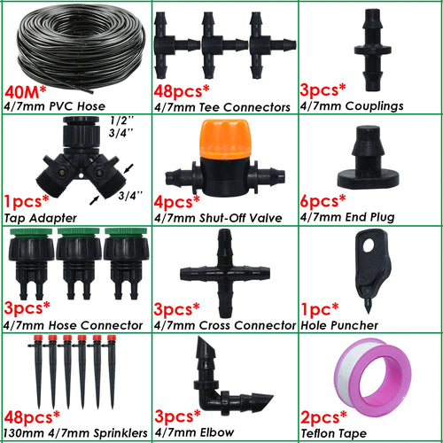 10-50M Garden Automatic Drip Watering Irrigation Kit System 4/7mm Hose