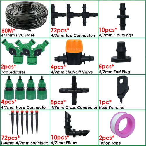 10-50M Garden Automatic Drip Watering Irrigation Kit System 4/7mm Hose