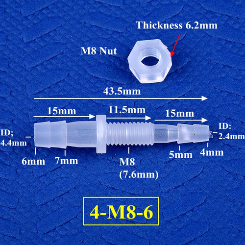 5~200Pcs Hex Nut M6~M10 To 3~8mm PP Pagoda Direct Connectors Aquarium