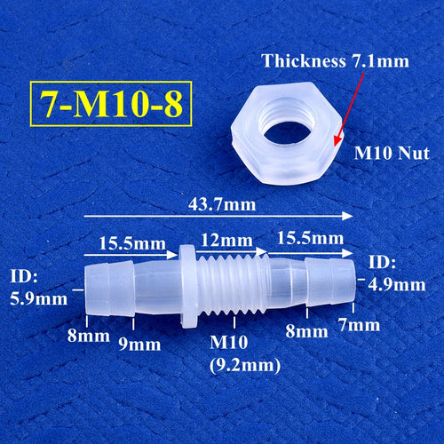 5~200Pcs Hex Nut M6~M10 To 3~8mm PP Pagoda Direct Connectors Aquarium