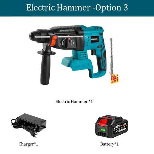 Yofidra 26MM Brushless Electric Hammer Drill Multifunctional Rotary