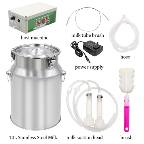 10L Cow Electric Milking Machine Stainless Steel Milker Farm Goat