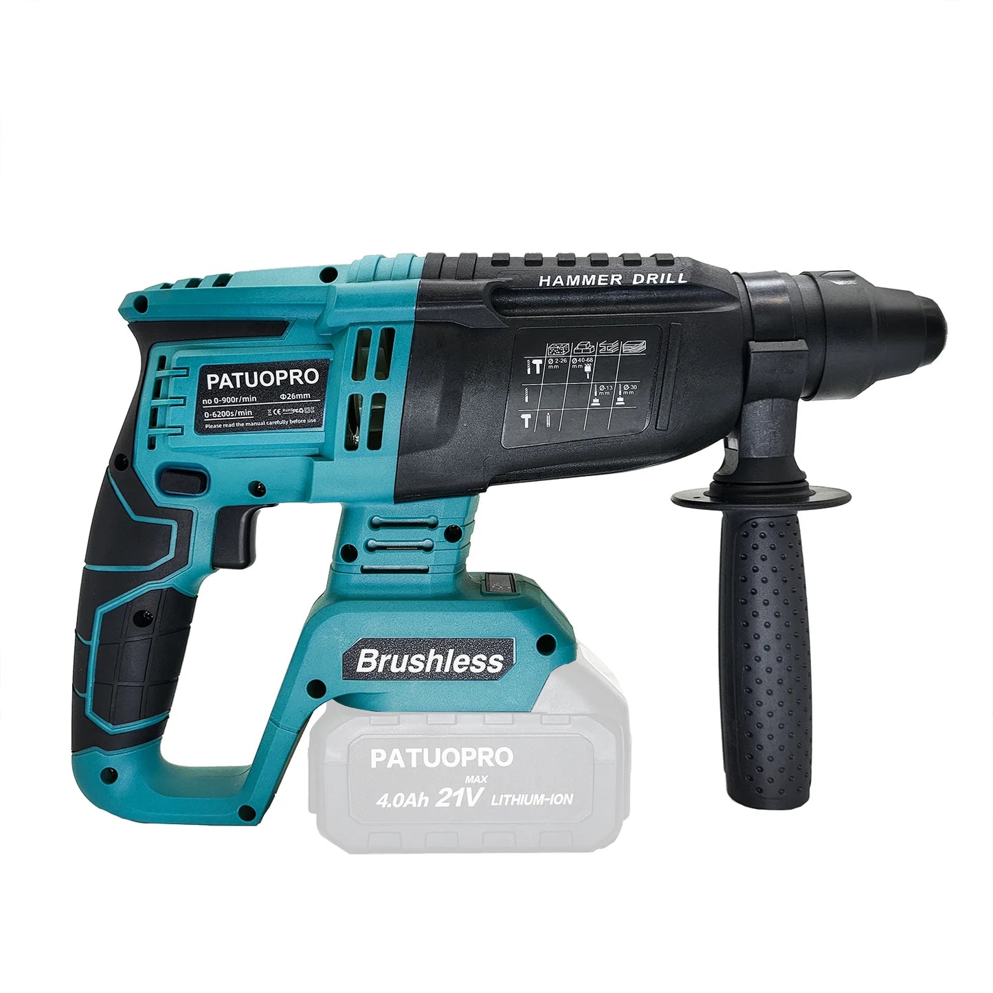 Brushless Cordless Rotary Hammer Drill 18V SDS Plus Hammer Drill 4