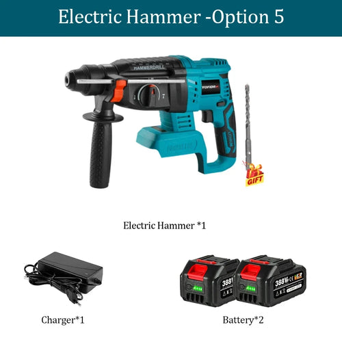 Yofidra 26MM Brushless Electric Hammer Drill Multifunctional Rotary