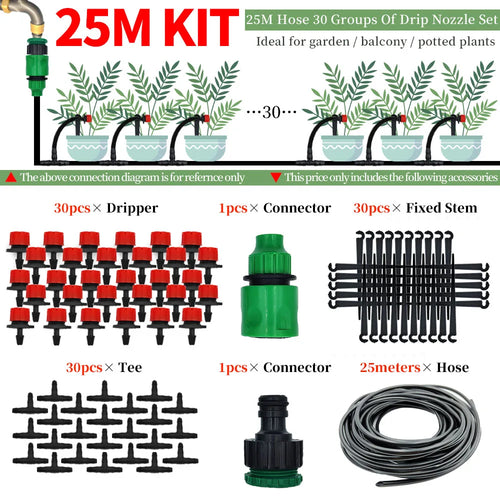 Greenhouse 5M-50M DIY Drip Irrigation System Automatic Watering Garden