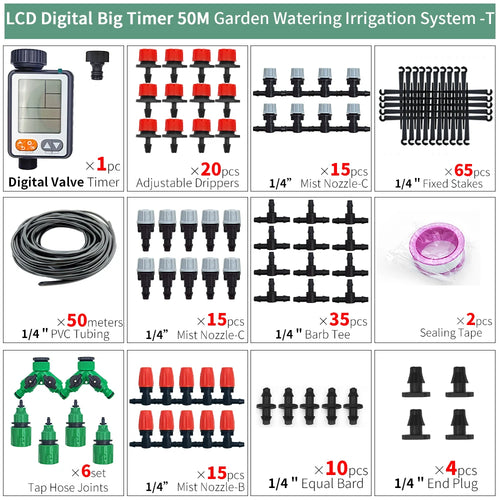 Greenhouse 5M-50M DIY Drip Irrigation System Automatic Watering Garden