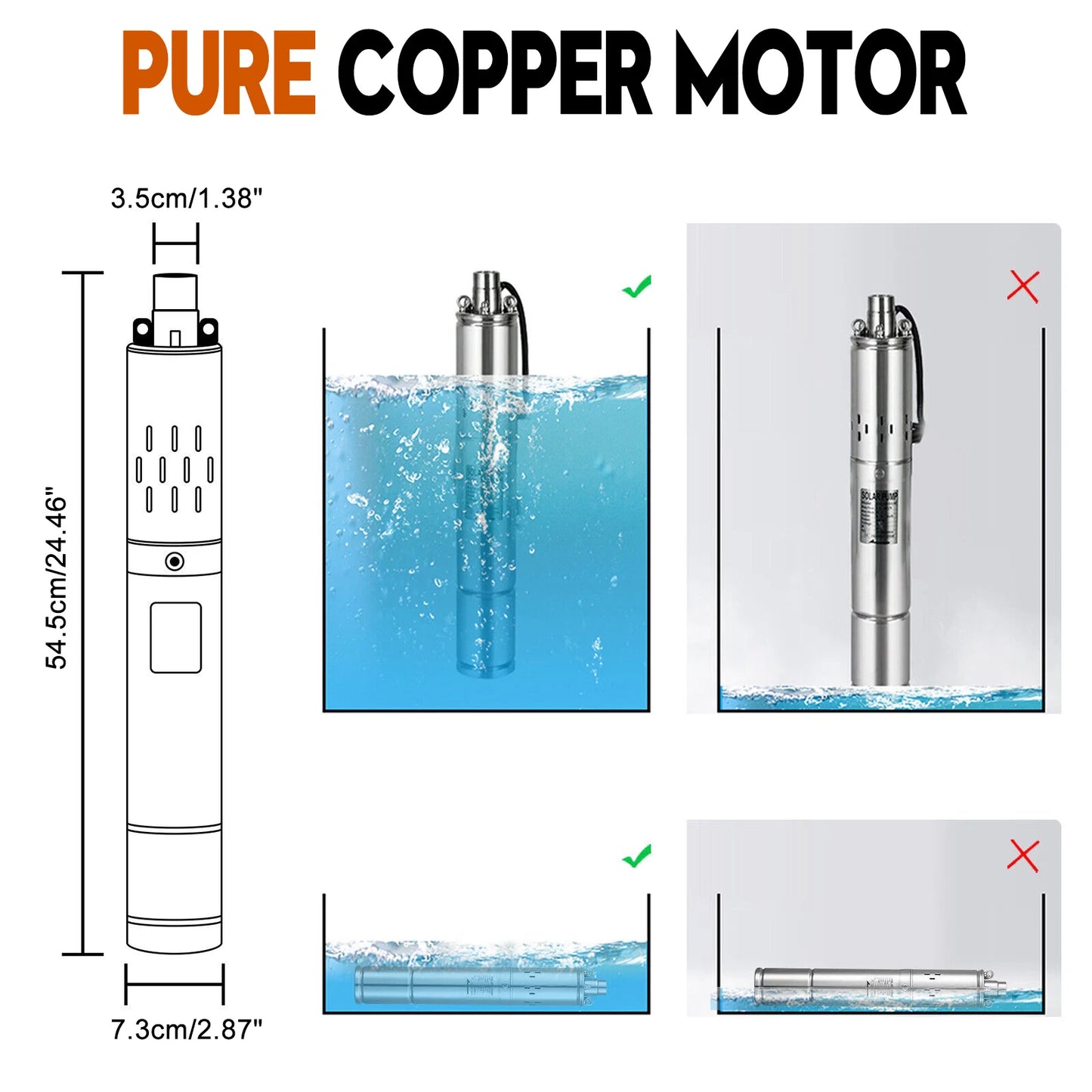 Artudatech 3" 24V 350W MPPT Screw Solar Bore Pump Submersible Deep