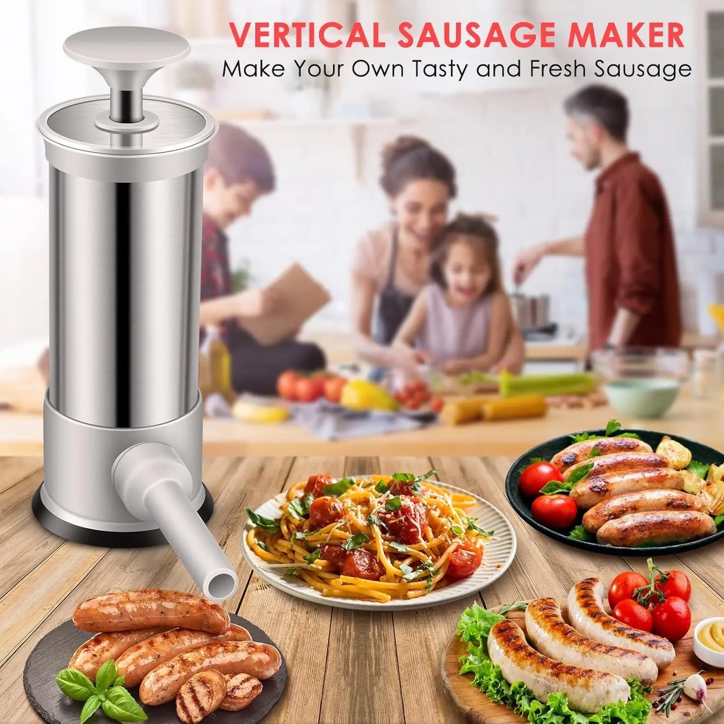 Stainless Steel Sausage Meat Stuffer Vertical Sausage Maker Homemade