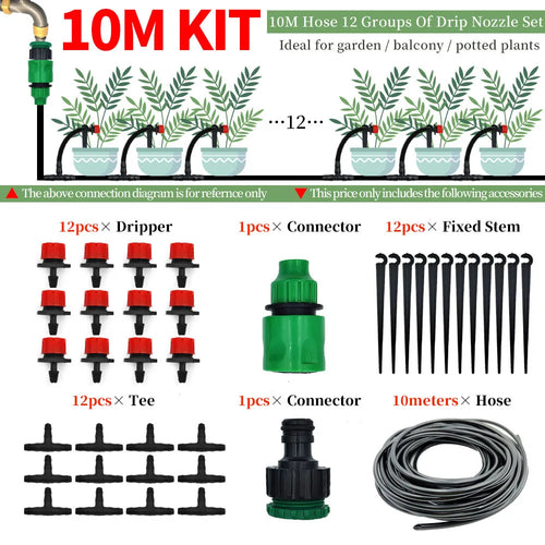 Greenhouse 5M-50M DIY Drip Irrigation System Automatic Watering Garden