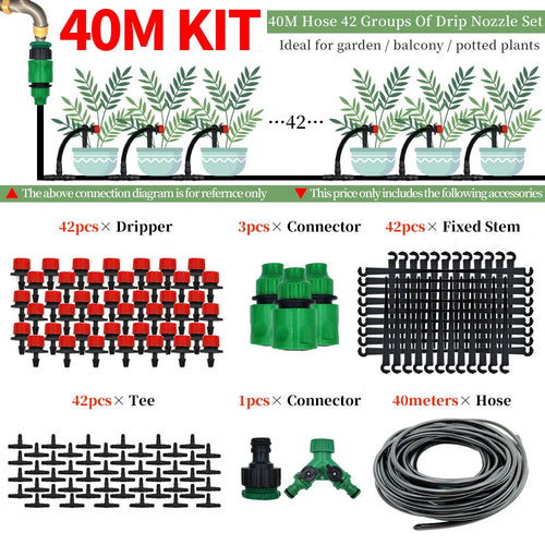 Greenhouse 5M-50M DIY Drip Irrigation System Automatic Watering Garden