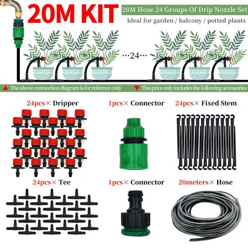 Greenhouse 5M-50M DIY Drip Irrigation System Automatic Watering Garden