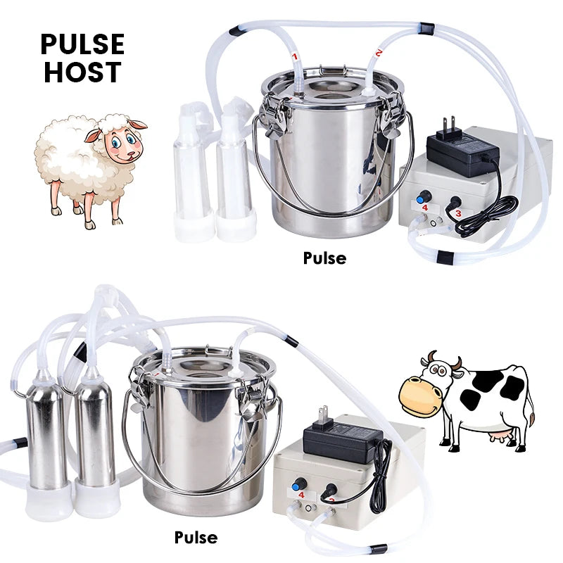 3L Cow Electric Milking Machine Stainless Steel Milker Electric Vacuum