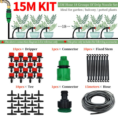 Greenhouse 5M-50M DIY Drip Irrigation System Automatic Watering Garden