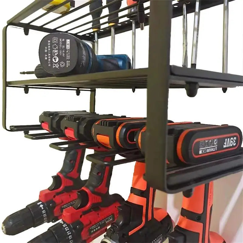 Power Tool Rack Electric Drill Holder Wall Mount Organizer Wrench Tool