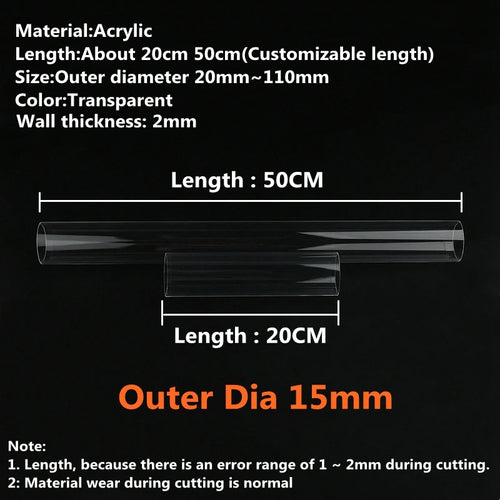 1~2PCS O.D 3mm~110mm High Transparent Acrylic Tube Fish Tank Aquarium