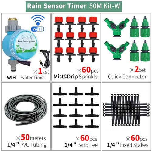 Greenhouse 5M-50M DIY Drip Irrigation System Automatic Watering Garden