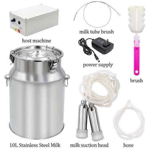 10L Cow Electric Milking Machine Stainless Steel Milker Farm Goat