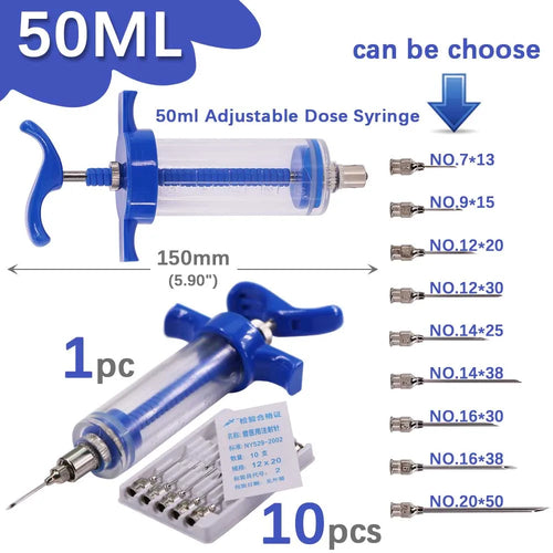 10/20/30/50ml Veterinary Tool Pinhead Syringe Adjustable Dose 304