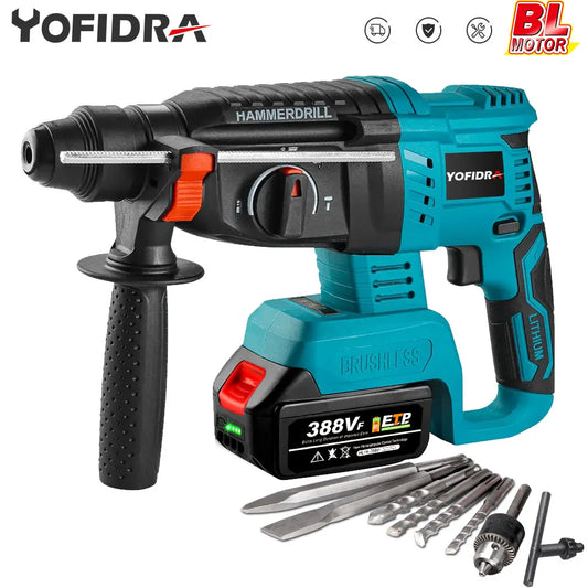 Yofidra 26MM Brushless Electric Hammer Drill Multifunctional Rotary