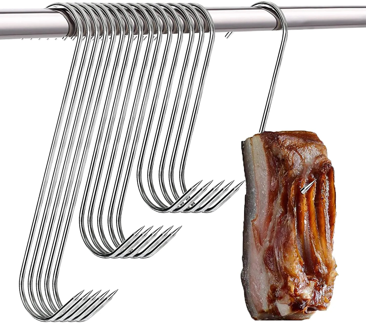 10/20 pcs Stainless Steel S Hooks with Sharp Tip Utensil Meat Clothes