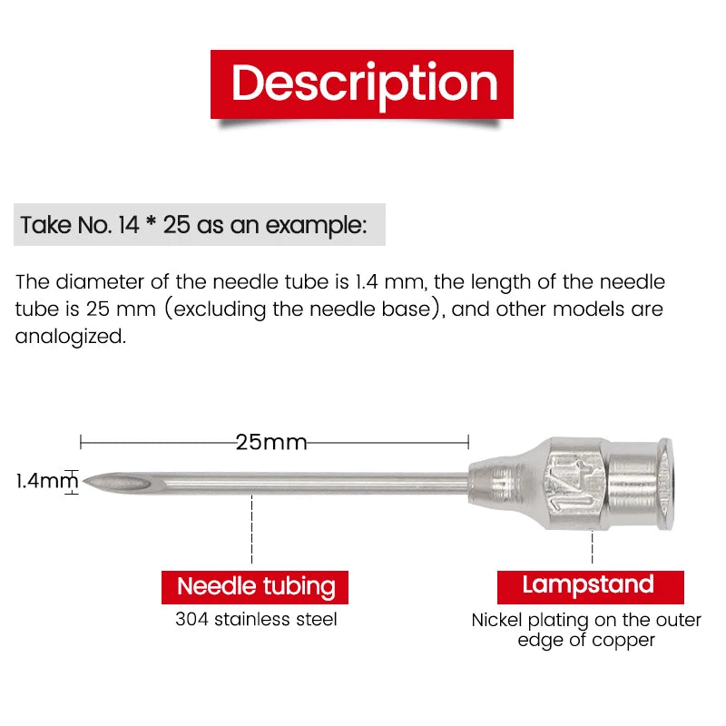 2Box/20Pcs Stainless Steel Needle for Animals Dispensing Needle