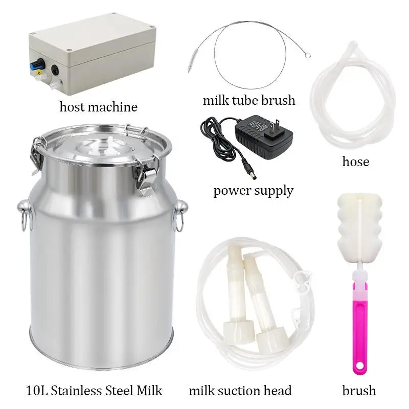 10L Cow Electric Milking Machine Stainless Steel Milker Farm Goat