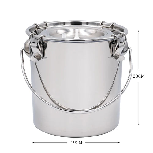 1 Pcs Milk Bucket Thicken 304 Stainless Steel 5L Milker Parts Storage