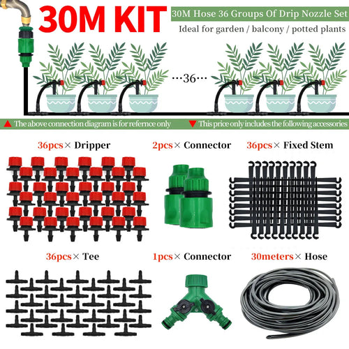 Greenhouse 5M-50M DIY Drip Irrigation System Automatic Watering Garden