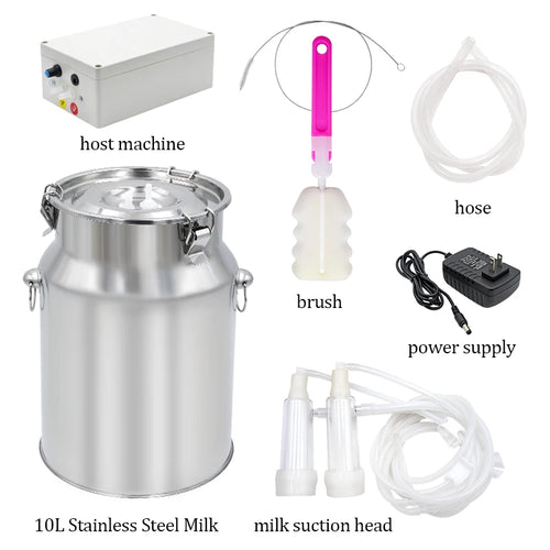 10L Cow Electric Milking Machine Stainless Steel Milker Farm Goat