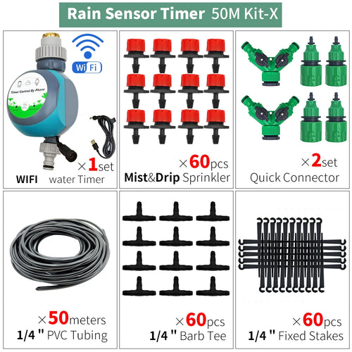 Greenhouse 5M-50M DIY Drip Irrigation System Automatic Watering Garden