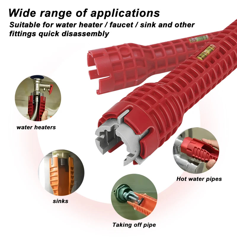 8 In 1 Flume Wrench Plumbing Installation Wrench Anti-slip Kitchen