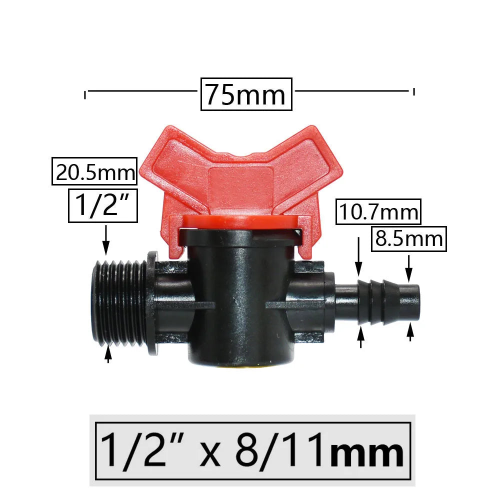 4/8/10/12/16/20/25mm Hose Barbed Mini Valve Garden Tap Barb Connectors