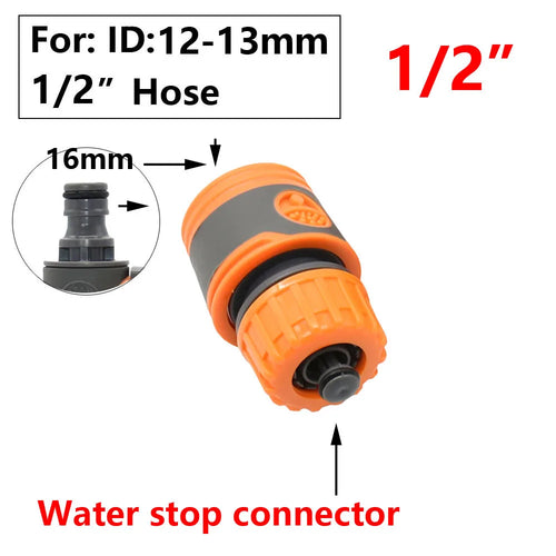 Garden Hose Quick Connector 1/2 3/4 1 Inch Pipe Coupler Stop Water