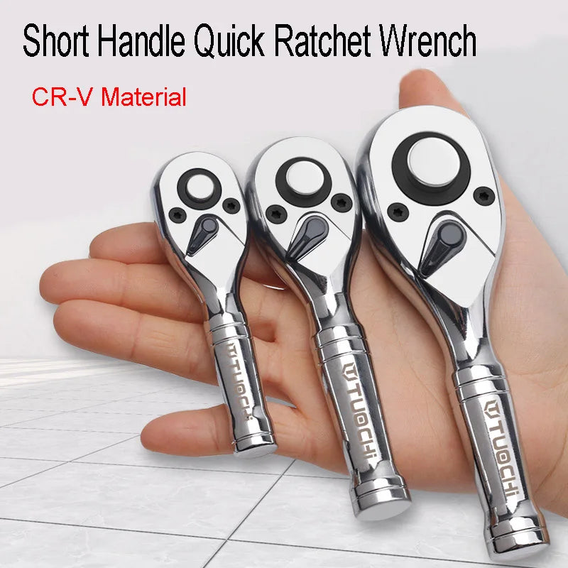 72 Teeth Quick Socket Mini Ratchet Wrench Spanner 1/4 3/8 1/2 Big