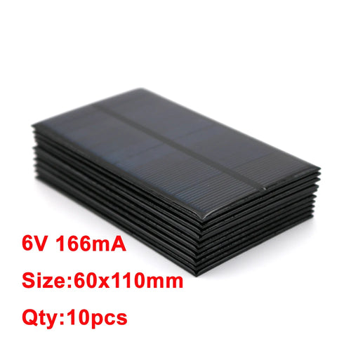 10PCS X DC Solar Panel 6V 100mA 167mA 183mA 333mA 500mA 583mA 750mA