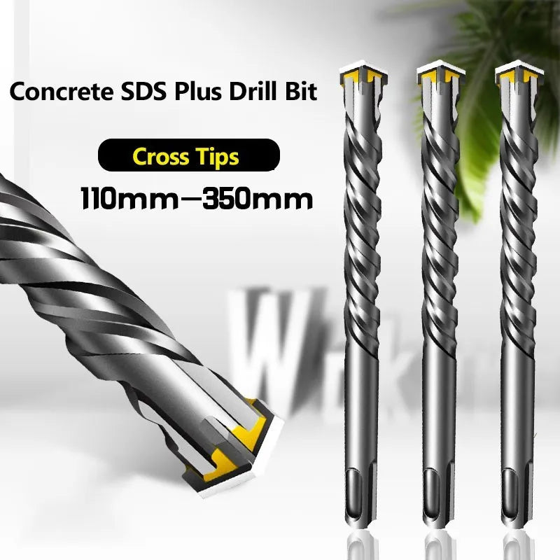 Concrete SDS Plus Drill Bit Cross Tips 4 Cutters 110mm 150 200