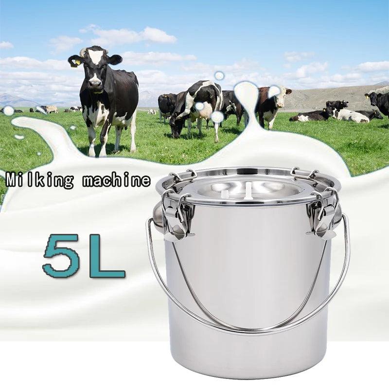 1 Pcs Milk Bucket Thicken 304 Stainless Steel 5L Milker Parts Storage